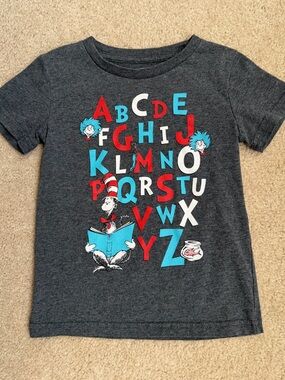 Dr. Seuss Cat in the Hat Gray Tee with ABC Print